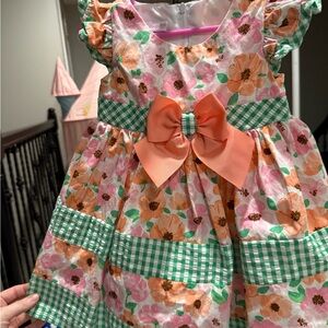 Bonnie Baby Pink Floral Dress with Orange Accents